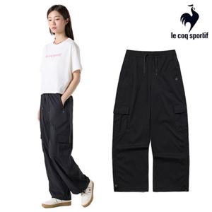 [르꼬끄] 여성 자가드 우븐 셔링 루즈핏 카고팬츠 QQ322OPT71_BLK