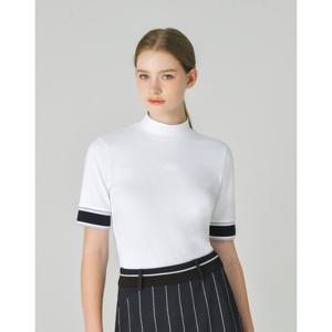 헤지스 골프 여성 25FW 화이트  여성 5부 모크넥 반팔 티셔츠 HWTS5C512OW