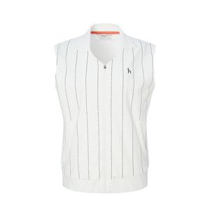 헤지스 골프 여성 25FW 화이트 여성 핀스트라이프 집업 베스트 HWJU5C511OW