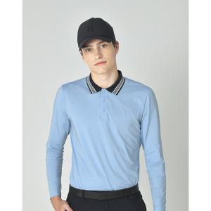 헤지스 골프 25FW ESSENTIAL블루 남성 솔리드 베이직 긴팔 카라 티셔츠 HUTS5C901B1