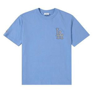 MLB반팔티 PQJ 3ATSO0233-07CBL 체커보드 클리핑 로고 오버핏 반팔 티셔츠 LA