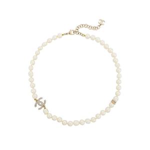 [엘러브] 새상품 샤넬 24A CC로고 진주 네크리스 펄리화이트 샴페인골드 5ET1348