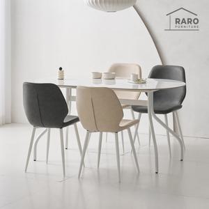 라로퍼니처 헤럴드 1500 유광 타원 포세린 통 세라믹 4인 식탁 세트 (식탁+의자4)