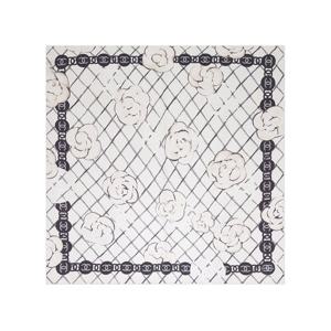 [엘러브] 샤넬 19A 까멜리아 CC로고 스카프 화이트/블랙 5ET1346