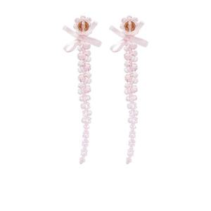 25 FW Simone Rocha 크리스털 비즈 보우 이어링 ERG5470903CRYSTALPALEPINK TP441934167