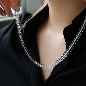 제이로렌 백수정 원석 클리어 실버 목걸이 N01230