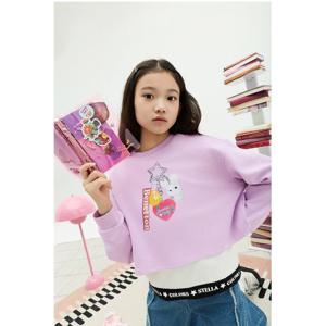 [베네통 키즈] 키링 크롭 레이어드 맨투맨 QAMT07541VO_바이올렛