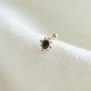 오팔하우스 14k 오벌 오닉스 큐빅 피어싱 OPPKE6457