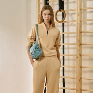 [르꼬끄공식] 여성 샌드워싱 더블텐션 루즈핏 하프집업 (QQ322OFS84)