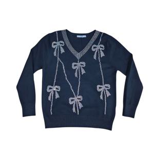 [르니앤맥코이(여성)]리본핫픽스 V넥니트(MM10KN701FJY)