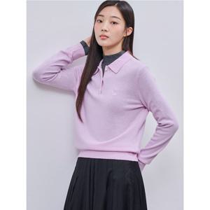 [빈폴레이디스]울 혼방 T칼라 긴소매 풀오버 라벤더 (BF4951C07T