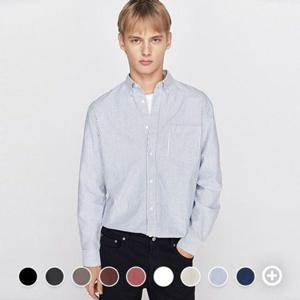 지오다노 045902 남성 가을 간절기 기본핏 긴팔 옥스포드 면 남방 셔츠 01045902