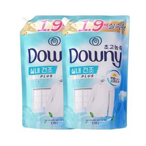 다우니 실내건조 초고농축 섬유유연제 프레시 클린 리필 1.35L x2