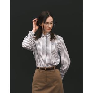 헤지스 여성 25FW 세미오버핏 스트라이프 셔츠 블루 HSSH5D803B2