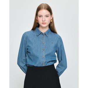헤지스 여성 25FW 시즌오프아이코닉 데님 베이직 셔츠 블루 HSSH5D805B2
