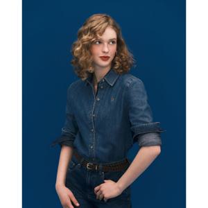 헤지스 여성 25FW 아이코닉 데님 베이직 셔츠 네이비 HSSH5D805N2