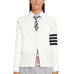 톰브라운 코튼 헥터 메달리온 4바 브이넥 카디건 화이트 FKC438A Y3006 100