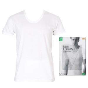 [TRY]남성 백색런닝 U넥T셔츠1매 반팔런닝 화이트 면100