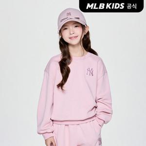 [MLB키즈 공식] 25FW 베이직 스포티브 스몰로고 크롭 여아 맨투맨 NY (Pink) 7FMTB2254-50PKS