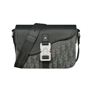 디올 스몰 새들 메신저 백 플랩 디올 오블리크 캔버스 앤 그레인드 카프스킨 앤트러사이트 그레이 1ADPO049JCL-H870