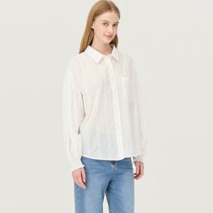 [베네통] 펀칭 자수 카라 블라우스_BABL11541WH