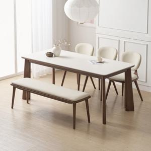 [데코라인] 모레나 원목 세라믹 6인 식탁세트(의자3+벤치의자1) (착불)