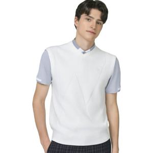 [헤지스골프] 화이트 남성 브이넥 자카드 니트베스트HUSW5C612OW