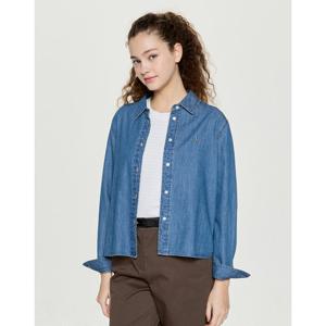 헤지스 여성 25FW ONLINE EXCLUSIVE데님 크롭 루즈핏 셔츠 블루 HSSH5DP01B2