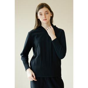 [요이츠]기모 플리츠 후드 티셔츠 블랙_YJ08WRPTS01