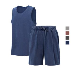 남녀공용 피그먼트 박스핏 면 민소매 반바지 셋업 Model No_OC190