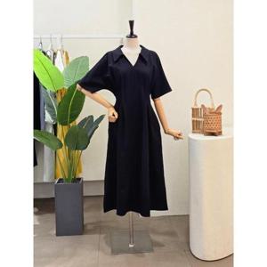 [포커스]25FM5D9OP5138_핀턱 브이 칼라넥 롱원피스