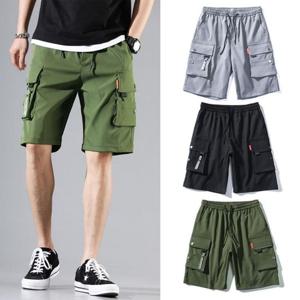 5부반바지 5부 카고 반바지 남성 고무줄 밴딩 포켓 하프 밴딩 팬