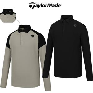 테일러메이드 어패럴 남성 골프웨어 TMTPO3241 999 남성 소프트피케 티셔츠 가을 카라 긴팔티