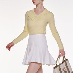 페어라이어 여성 포인트 스냅 플리츠 스커트 (화이트)