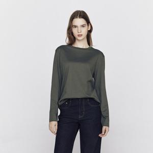 [지오다노]우먼 베이직 라운드 이너 루즈핏 긴팔 여 티셔츠 325903