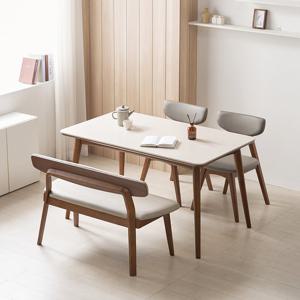 바로크가구 세르노 세라믹 원목 4인용 원목 식탁세트(벤치1+의자2)