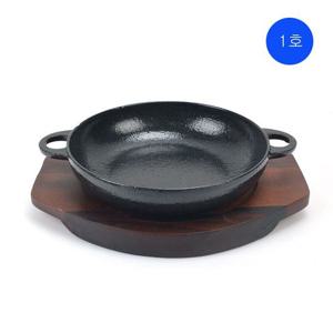 통주물 무쇠 도나베 주물팬 목판받임 세트 1호 무쇠팬 볶음팬 스테이크철판 콘버터팬