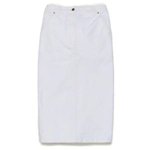 25 FW 프라다 화이트 로고 패치 코튼 펜슬 스커트 21H98515XM