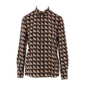 발렌티노 쁘띠 찰스 프린트 블랙 크레이프 드 신 셔츠 7B3AB7Q2