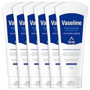 바세린 딥 클렌징 폼 대용량 220ml 6개 약알칼리 모이스처라이징 폼클렌징