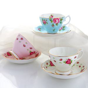 [로얄알버트]뉴황실장미 커피잔 3인조 세트(블루+핑크+화이트)