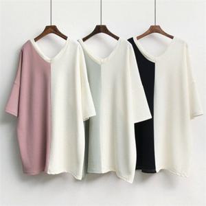 C834L305 오버핏 여자옷 플레인브이스판5부티 빅사이즈 의류 패션의류 IL 데일리