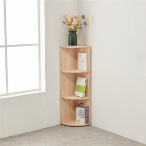 우아미가구 라리 고무나무 원목 3단 코너 책장