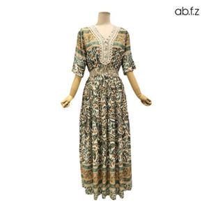 [에이비에프지]플라워패턴 V넥 반팔 원피스 APZ5HO32G