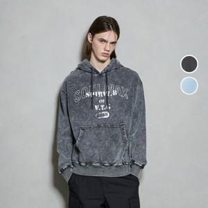 [버커루]남성 쭈리 오버핏 인디고 워싱 아트웍 후드 티셔츠 B251TS321P