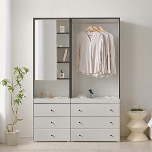 나무뜰 마몽 1400 거울 서랍 키큰 옷장 세트 OWF156C (착불)