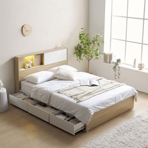 [착불배송]파로마 이즈 가일 LED 3서랍 빅수납침대+본넬매트 Q