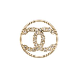 [엘러브] 샤넬 19P 라운드 크리스탈 CC로고 브로치 샴페인골드 5ET1409