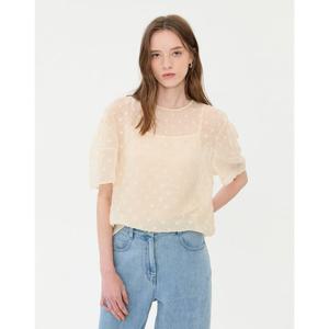 질스튜어트 뉴욕 여성 25SS 베이지 글리터장식 폴리혼방 반팔 블라우스 (나시 세트) JSBL5B540I1