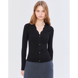 질스튜어트 뉴욕 여성 25SS 인기 급상승시즌오프 블랙 단색 스캘럽 가디건 JSSW5B812BK